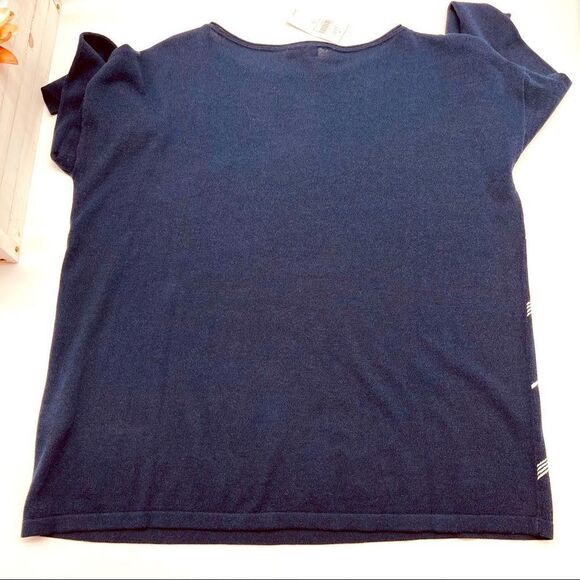 NWT J. Jill Navy/Cream Diagonal Stripe Crew Neck Top Size Small - Picture 5 of 11